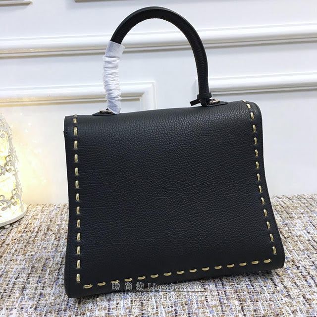 DELVAUX女包 Delvaux brilliantMM不銹鋼蛇鏈外縫 原版皮 德爾沃女手提包 DF0028蛇鏈黑 大號 Delvaux女單肩斜挎包  fcs1102